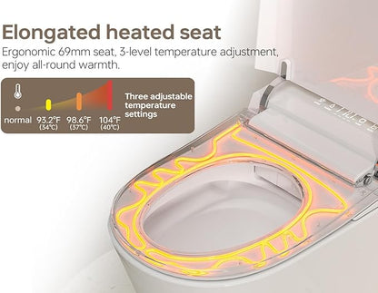 MEJE #T010G - Wall Hung Smart Toilet,Wall Hung Toilet with Bidet Combo, Build In Water Tank, Heated Seat,Warm Water,Dryer,Auto Flush, Foot Sensor Open/Close Lid & Flush (No need additional Water Tank)