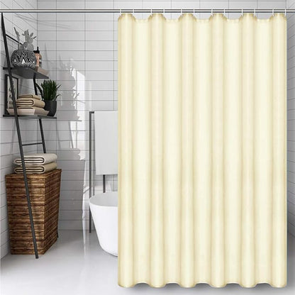 Beige (72x72 Inches) Fabric Shower Curtain Liners Hotel Quality Machine Washable Bath Bathroom w/12pcs Hooks