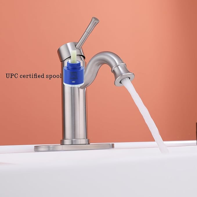 Bropury Bathroom faucets with Adjustable Water Outlet Angle，USU304 Hot and Cold Mixed Water Bathroom Sink Faucet，Vanity Faucet for RV Camper Farmhouse Family Sink (Nickel Brushed)