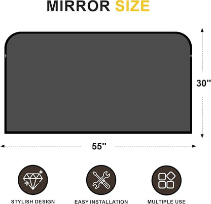 Black Bathroom Vanity Mirror 55x30 Inch, Metal Framed | HD Tempered Glass, Bathroom Mirror for over Sink, Living Room, Bedroom, Entryway, Mantel, Fireplace, Wall Mounted