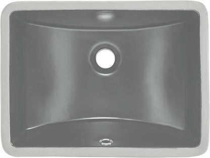 Plaisir 18.5" Rectangular Ceramic Undermount Bathroom Sink in Matte Gray