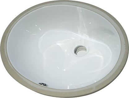 MSI White 17in. x 14.125in. Oval Porcelain Undermount Bathroom Vanity Sink