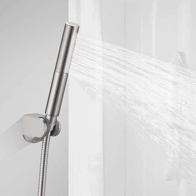Handheld Shower Head Show Spray Shower Wand Hand Shower Brushed Nickel | High Pressure Showerhead, Hand Held Sprayer, Brass Shower Head, Wall Mounted, 60 In Stainless Steel Shower Hose, Bracket