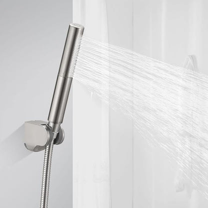 Handheld Shower Head Show Spray Shower Wand Hand Shower Brushed Nickel | High Pressure Showerhead, Hand Held Sprayer, Brass Shower Head, Wall Mounted, 60 In Stainless Steel Shower Hose, Bracket