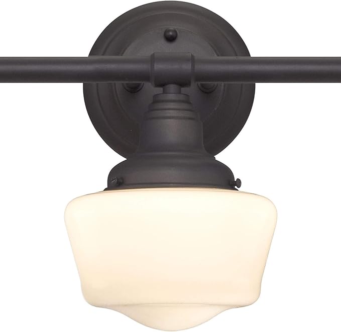 Westinghouse 6342100 Scholar Three-Light Indoor Wall Fixture, Oil Rubbed Bronze Finish with White Opal Glass , Oil-rubbed Bronze