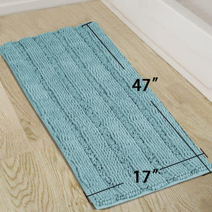 Turquoize Bathroom Runner Rug 17"x47", Soft Absorbent Chenille Bath Rug