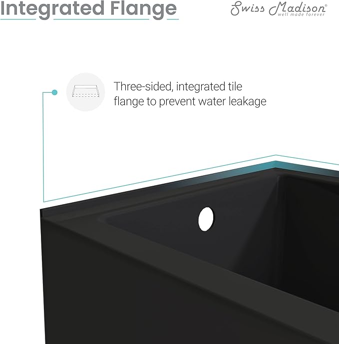 Voltaire 54" x 30" Left-Hand Drain Alcove Bathtub with Apron in Matte Black