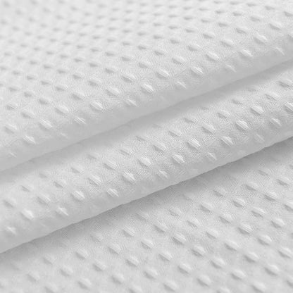 Barossa Design Longer Shower Curtain with 75 inch Height Fabric, Waffle Weave, Hotel Luxury Spa, Water Repellent, 230 GSM Heavy Duty, Machine Washable, White Pique Pattern Decorative Bathroom Curtain