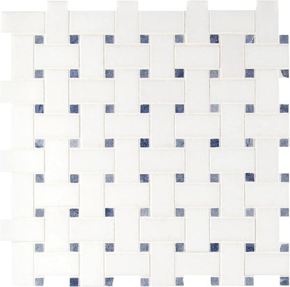 MSI Azula Polished Marble Basketweave Tile for Kitchen Backsplash, Bathroom Accent Wall, Shower Wall, Mesh-Mounted Mosaic Sample