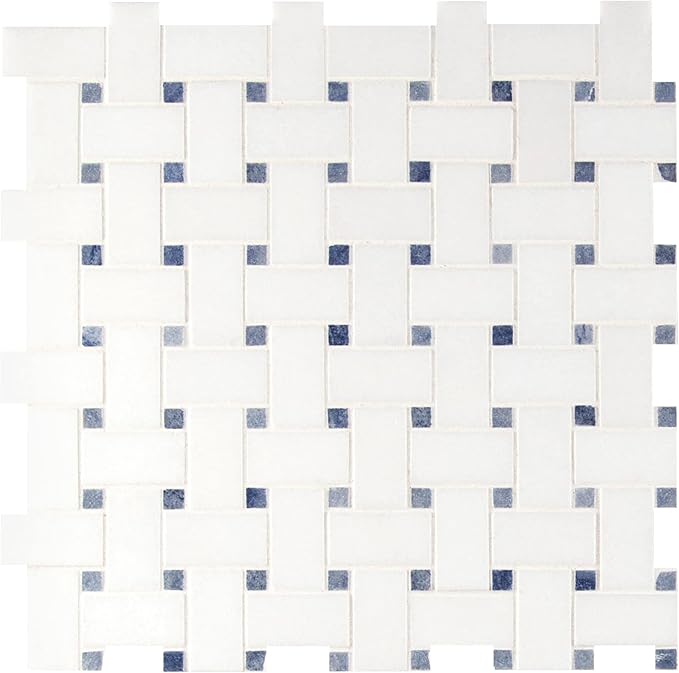MSI Azula 12 in. x 12 in. Polished Marble Basketweave Tile for Kitchen Backsplash, Wall Tile for Bathroom, Shower Wall