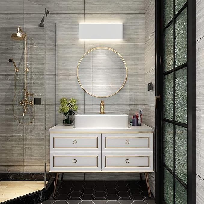 Aipsun 15.75in Matte White Modern Vanity Light Up and Down LED Vanity Light for Bathroom Wall Lighting Fixtures (Neutral White 4000K)