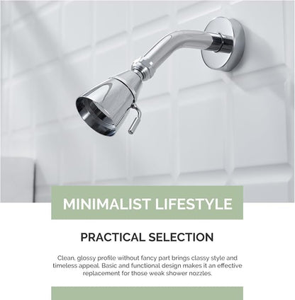 Angle Simple Shower Head High Pressure, Brass Shower Sprayer, G 1/2, Chrome | High Flow Rinsing, Swivel Joint to Change Position, Adjustable Lever for Gentle Stream, Ideal for Bathroom or Outdoor