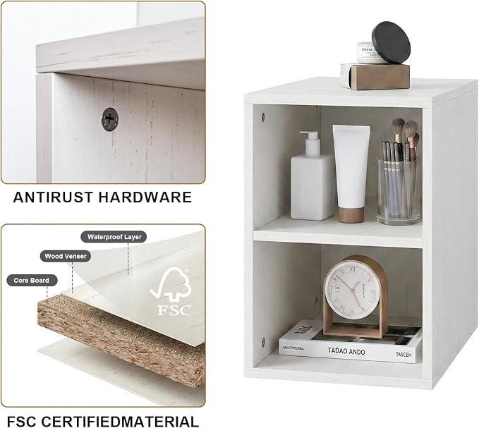 84" Modern Floating Double Sink Bathroom Vanity, Wall Mounted Bathroom Cabinet with U-Shaped Drawers, Beveled Invisible Handles Open Side Shelf, FSC Certified Wood Veneer (White, 84 lnch)