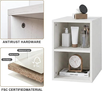 84" Modern Floating Double Sink Bathroom Vanity, Wall Mounted Bathroom Cabinet with U-Shaped Drawers, Beveled Invisible Handles Open Side Shelf, FSC Certified Wood Veneer (White, 84 lnch)