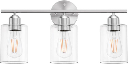 Espird Bathroom Vanity Light Fixtures Brushed Nickel, 3 Lights Bathroom Over Mirror, UL Certified, Modern Wall Lighting Fixtures with Glass Shade, E26 Socket