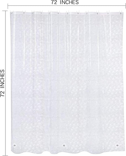 Clear Shower Curtain Liner, 100% Waterproof EVA 3D Shower Curtains with 3 Duty Heavy Bottom Magnets and 12 Rust Proof Grommets, 72x72 Weighted Shower Liner for Shower Stall, Bathtubs