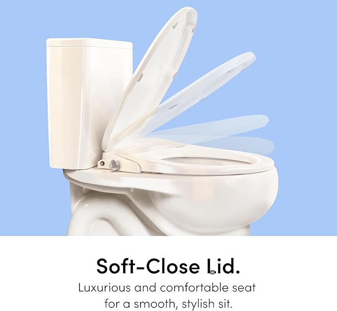 TUSHY Wave Non-Electric Bidet Toilet Seat | Sleek Elongated Design, Quick-Release for Easy Cleaning | DuoFlow Front & Rear Wash, Self-Cleaning Nozzle, Soft-Close Lid, 10-Min DIY Install, Bamboo Knob