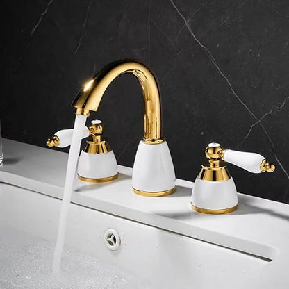 3 Hole Basin Mixer Faucet Brass 3 Hole Bathroom Faucets-Chrome Plated