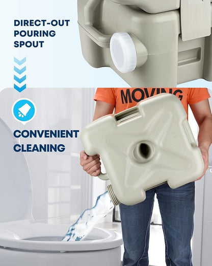 Kohree Portable Toilet for Camping 5.3 Gal: 20L Cassette Toilet Porta Potty for Adults with Diagonal Elongated Bowl Seat - Leakproof Bellows Flush Pump, Large Capacity Camping Toilet for RV Trailer
