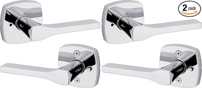 Kwikset Tripoli Lever Interior Privacy Door Handle with Lock, Door Lever for Bathroom and Bedroom, Polished Chrome Reversible Keyless Turn Lock (Pack of 2)