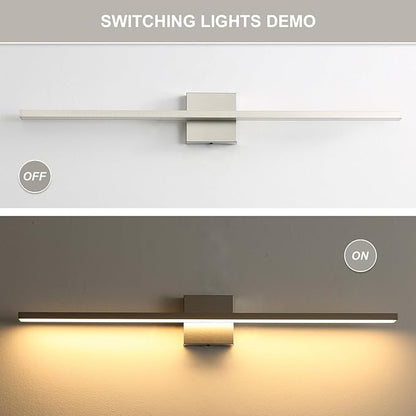 Bathroom Light Fixtures Over Mirror, 32 Inch Brushed Nickel Bathroom Vanity Light, LED Modern Wall Sconce 3000K Bar Vanity Lights for Bathroo