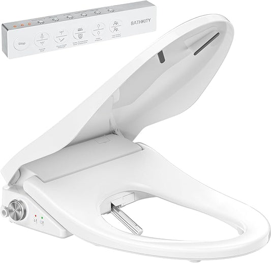 Electric Bidet Toilet Seat with Upgraded Foam Shield, Instant Warm Bidet Wash & Warm Air Dryer, Self-Cleaning Stainless Steel Nozzle, Soft Close Lid, Elongated