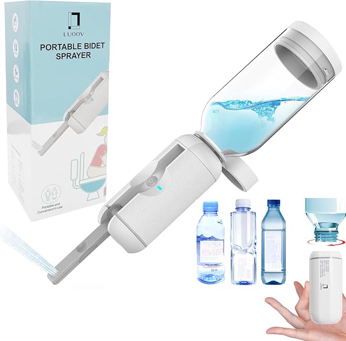 Portable Bidet for Travel, 500ml Travel Bidet, Bidet Sprayer with Peri Bottle for Women/Man, Handheld, Rechargeable Electric Bidet High Pressure, Douche Bottle for Postpartum, Hemorrhoid (White)