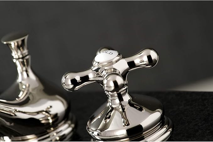 Kingston Brass KS1166AX Heritage Widespread Bathroom Faucet, Polished Nickel, 5.5 x 3.5 x 2.75
