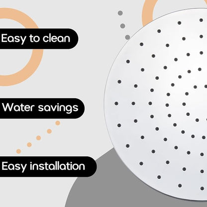 Waterfall Showerhead 10-Inch Large Bathroom Overhead Rainfall Shower Head with Adjustable Angle High Pressure 2.5 GPM, Chrome SH001CH-D10