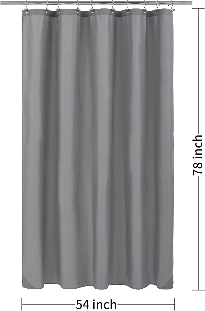 ALYVIA SPRING 54x78 Stall Waterproof Fabric Shower Curtain or Liner Grey | 2 Magnets, Soft Cloth & Hotel Quality, Machine Washable, Light-Weight, Long Stall Size