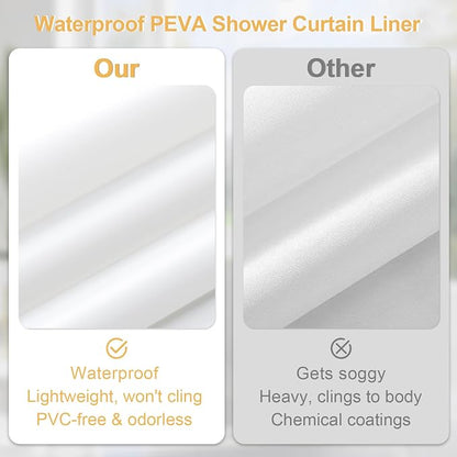 3 in 1 Dark Floral Shower Curtain Set with PEVA Liner & 12 Hooks, 72 x 78 | Boho Tropical Botanical Style, Farmhouse Floral Fabric, Modern Hotel Inspired, Water‑Repellent, Machine Washable