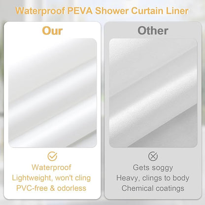 3 in 1 Green Floral Shower Curtain Set with PEVA Liner & 12 Hooks, 72 x 84 | Boho Tropical Botanical Style, Farmhouse Floral Fabric, Modern Hotel Inspired, Water‑Repellent, Machine Washable