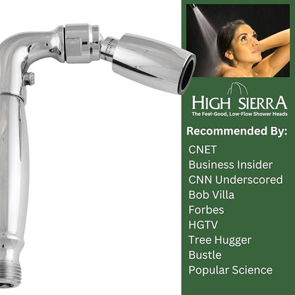 High Sierra® Solid Lead-Free Metal Handheld Shower Head, Built-in Trickle Valve, Patented single Nozzle Never Clogs. Shower Hose and Holder Not Included. High Pressure 2.0 GPM. Brushed Gold