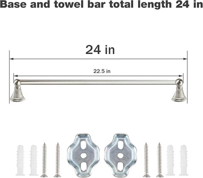 8Pcs Brushed Nickel Bathroom Accessories Set Towel Racks for Bathroom | Bathroom Hardware Set,2 * 24 Inch Towel Bar for Bathroom 2*Toilet Paper Holder 2* Towel Ring Towel Holders 2* Hook