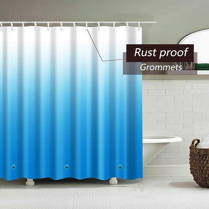 TIKABC Shower Curtain Liner, Blue Lightweight Shower Curtain Liners, Plastic Shower Curtains, 72x72 inch PEVA Shower Liner with 12 Grommet Holes 3 Magnetic Weights