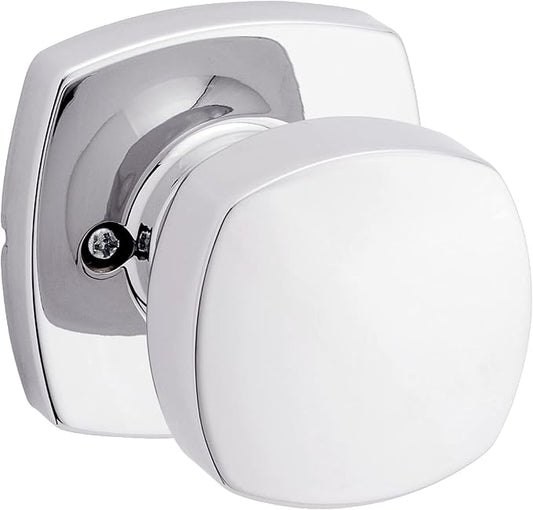 Kwikset Arroyo Knob Dummy Door Knob, Single Sided Handle for Closets, French Double Doors, and Pantry, Polished Chrome Non-Turning Interior Push/Pull Door Knob