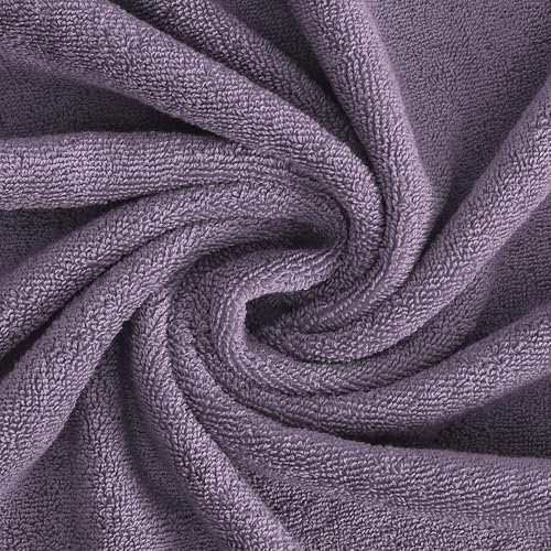 Feather & Stitch 100% Cotton 625 GSM Bath Towel Set of 6, Ultra Soft Highly Absorbent 2 Bath Towels, 2 Hand Towels & 2 Washcloth - Luxury Quick Dry Shower Towels (Grape)
