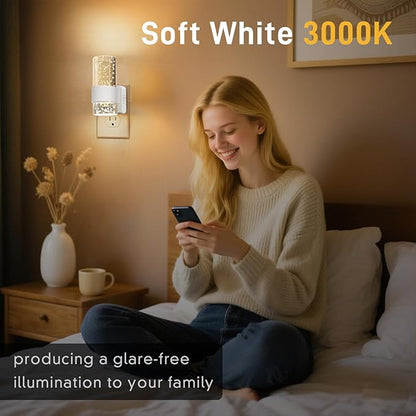 Night Light Plug into Wall - 2 Pack LED Nightlight with Dusk to Dawn Sensor 0-100LM Brightness Dimmable Lights for Bedroom Bathroom Hallway (Soft White 3000K)