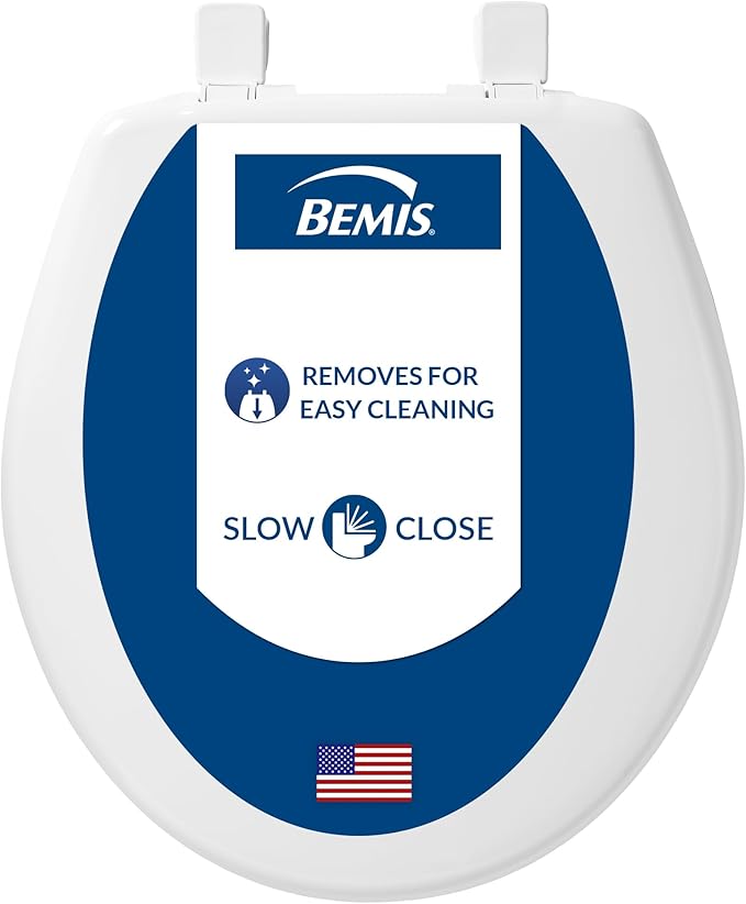 Bemis 730SLEC Slow Close Toilet Seat, Easy Clean Hinges and Durable Plastic Seat, Made in USA, Round, White