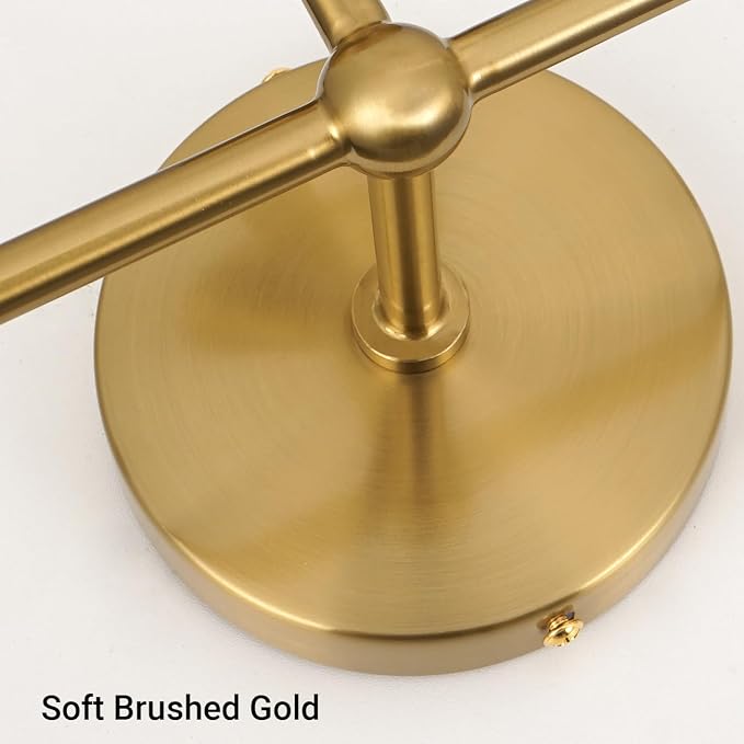 Modern Brushed Gold 3-Lights Vanity Light Fixtures with Milky White Glass Ball Shades, Mid Century Brass Wall Sconce Lighting Fixtures over Mirror, Wall Sconces for Bathroom Dressing Table Bedroom