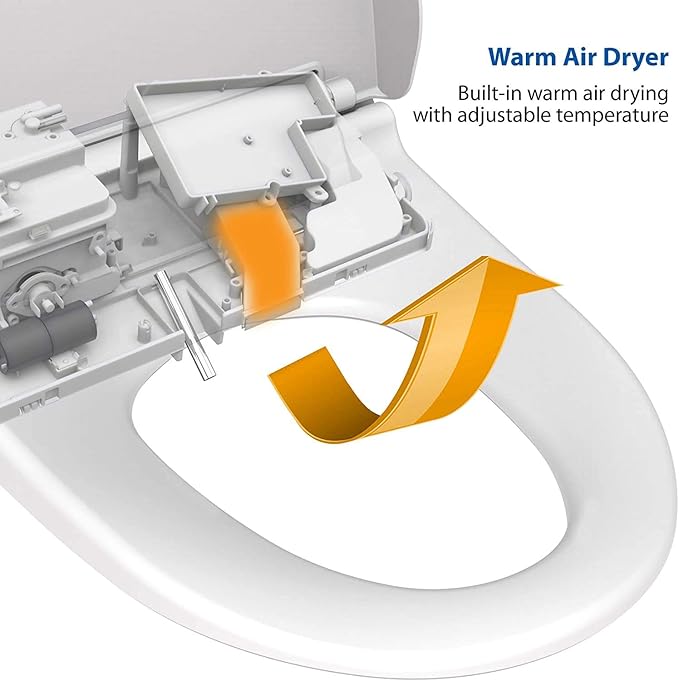VOVO VB-6100SR Round Bidet Toilet Seat, Warm Water, LED Light, Heated Seat, White, Dryer, Stainless Steel Nozzle, Made in Korea