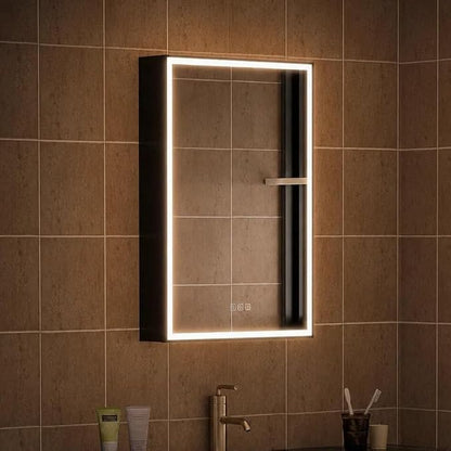 20" X 30" LED Mirrored Medicine Cabinet, Medicine Cabinets with Lights for Bathroom, Defogging Function Mirror Cabinet, Bathroom Medicine Cabinet with USB Port & Outlet, Right Opening Doors
