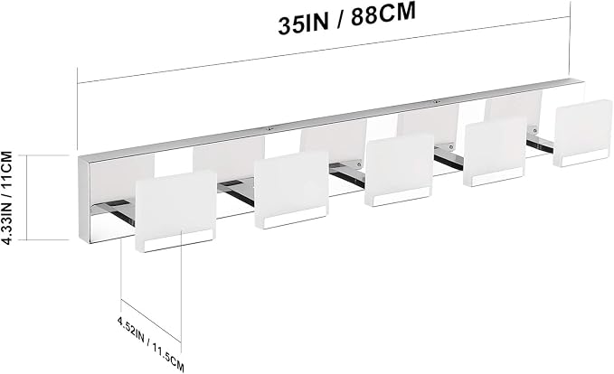 Ralbay LED Modern Bathroom Vanity Lights 5 Lights Acrylic Stainless Steel Bathroom Wall Light Fixture