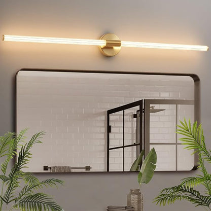 Gold Bathroom Vanity Lights 47" Long LED Vanity Light Bar | 360° Bright Bathroom Lights, Dimmable Vanity Light, Hardwired Wall Light 3000K Warm White for Mirror
