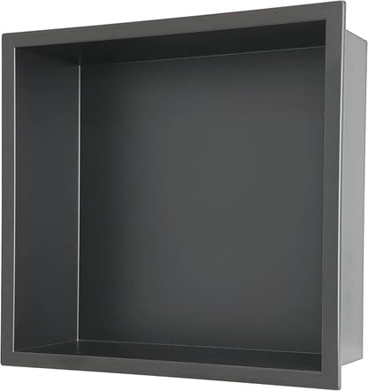 12x12 Matte Black Shower Niche - Stainless Steel Tile-Ready Bathroom Storage for Small Showers