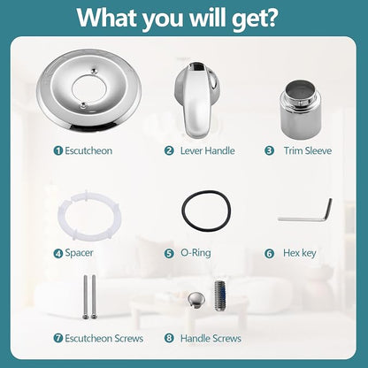Shower Trim Kit Compatible with Delta 13/14 Series, Shower Cover Plate with Handle (Valve& Catridge Not Inclued), Chrome