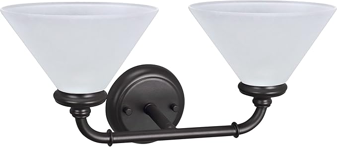Aspen Creative 62146, Two Metal Bathroom Light Fixture, 6-1/2" Wide, Transitional Design in Oil Rubbed Bronze with Frosted Glass Shade Vanity Wall
