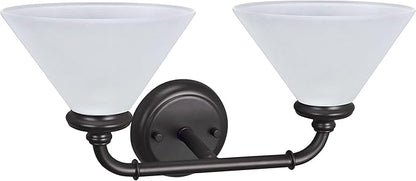 Aspen Creative 62146, Two Metal Bathroom Light Fixture, 6-1/2" Wide, Transitional Design in Oil Rubbed Bronze with Frosted Glass Shade Vanity Wall