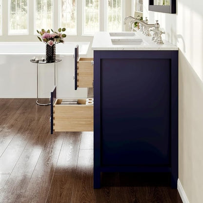 Artemis 44 in. Blue Double Sink Bath Vanity with Engineered Top and Undermount Porcelain Sinks