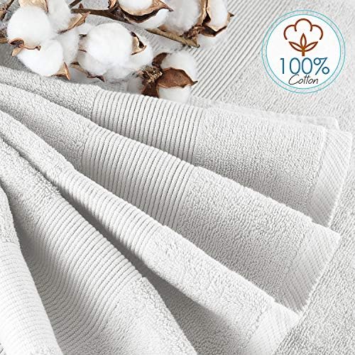 Hearth & Harbor Bath Towels for Bathroom - 100% Ring Spun Cotton Luxury Bathroom Towels - Ultra Soft & Highly Absorbent, Bath Towels Set of 6 - White